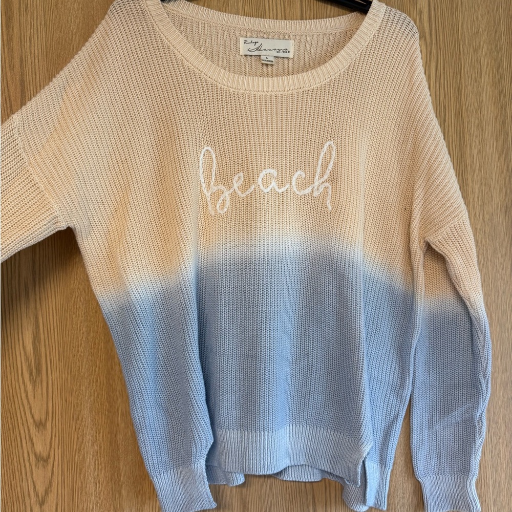 Vintage Havana Cream and Blue Crew Neck Sweater